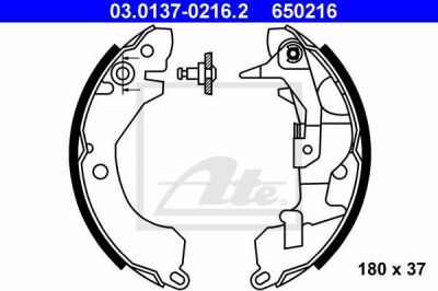 ATE 03.0137-0216.2 комплект тормозных колодок на MITSUBISHI LANCER IV (C6_A, C7_A)