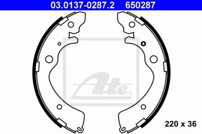 ATE 03.0137-0287.2 Колодки торм.бараб. Honda Accord (90-93)/ CR-V