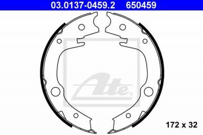 ATE 03.0137-0459.2 комплект тормозных колодок, стояночная тормозная с на TOYOTA YARIS (SCP1_, NLP1_, NCP1_)