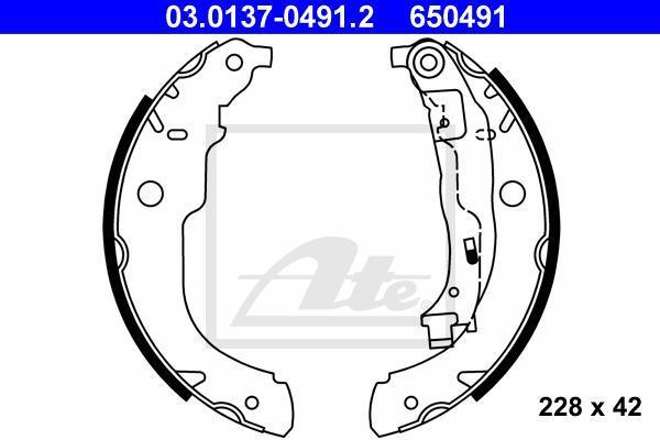 ATE 03.0137-0491.2 комплект тормозных колодок на PEUGEOT 207 (WA_, WC_)