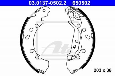 ATE 03.0137-0502.2 комплект тормозных колодок на TOYOTA YARIS (NHP13_, NSP13_, NCP13_, KSP13_, NLP13_)