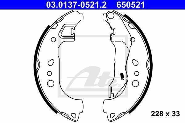 ATE 03.0137-0521.2 комплект тормозных колодок на SKODA RAPID Spaceback (NH1)