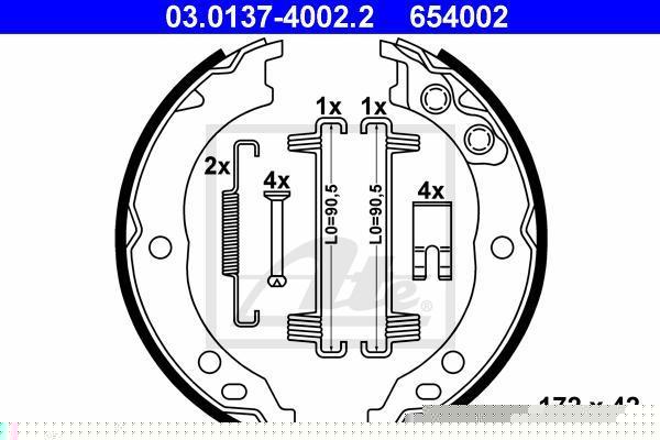 ATE 03.0137-4002.2 комплект тормозных колодок, стояночная тормозная с на FIAT DUCATO фургон (230L)