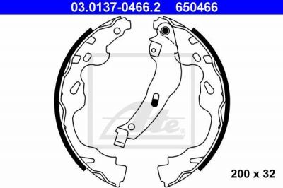 ATE 03.0137.0466.2 Колодки торм.бараб. Citroen C1, Peugeot 107, Opel Agila, Suz