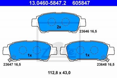 ATE 13-0460-5847-2 Колодки торм.зад./дат.