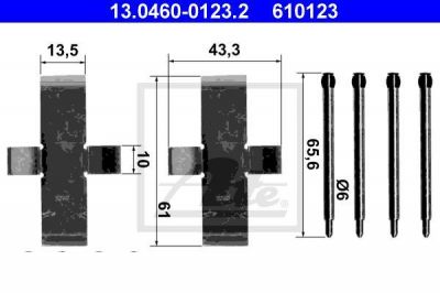 ATE 13.0460-0123.2 комплектующие, колодки дискового тормоза на 7 (E23)