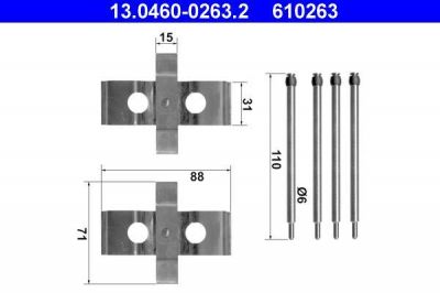 ATE 13.0460-0263.2 комплектующие, колодки дискового тормоза на MERCEDES-BENZ S-CLASS (W140)