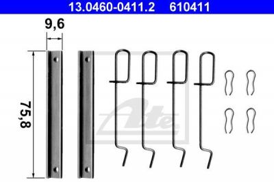 ATE 13.0460-0411.2 комплектующие, колодки дискового тормоза на RENAULT CLIO I (B/C57_, 5/357_)