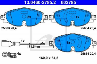 ATE 13.0460-2785.2 комплект тормозных колодок, дисковый тормоз на AUDI A3 Limousine (8VS)