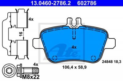 ATE 13.0460-2786.2 комплект тормозных колодок, дисковый тормоз на MERCEDES-BENZ SLC (R172)