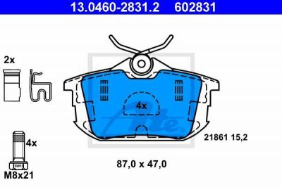 ATE 13.0460-2831.2 Колодки торм.зад. Mitsubishi Carisma, Volvo S40