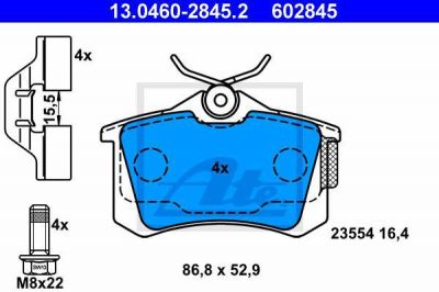 ATE 13.0460-2845.2 Колодки зад. RENAULT MAEGAN / CLIO