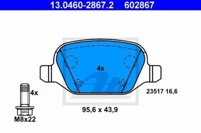 ATE 13.0460-2867.2 Комплект тормозных колодок, диско