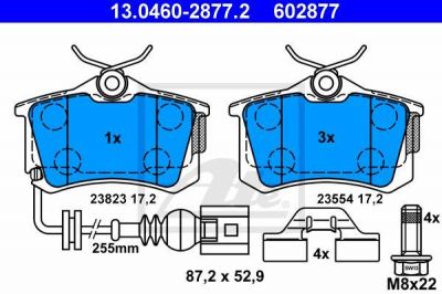 ATE 13.0460-2877.2 Колодки зад.VW POLO/SKODA FABIA/SEAT 2001=>