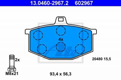 ATE 13.0460-2967.2 комплект тормозных колодок, дисковый тормоз на RENAULT 4 (112_)