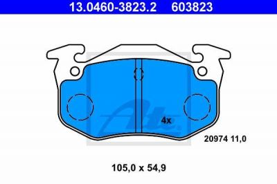 ATE 13.0460-3823.2 комплект тормозных колодок, дисковый тормоз на PEUGEOT 206 SW (2E/K)