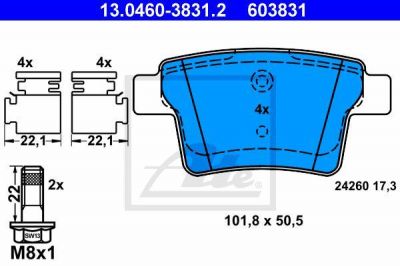 ATE 13.0460-3831.2 Колодки торм.зад. Ford Mondeo III