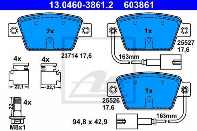 ATE 13.0460-3861.2 комплект тормозных колодок, дисковый тормоз на FIAT STILO (192)