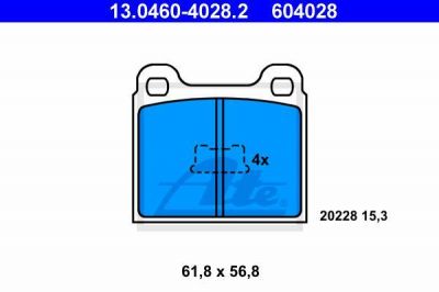 ATE 13.0460-4028.2 комплект тормозных колодок, дисковый тормоз на AUDI 80 (81, 85, B2)