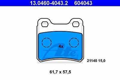 ATE 13.0460-4043.2 Колодки зад.OPEL KADETT/VECTRA/ASTRA WVA21140