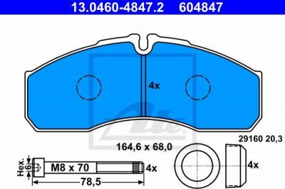 ATE 13.0460-4847.2 комплект тормозных колодок, дисковый тормоз на IVECO DAILY III фургон/универсал