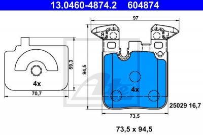 ATE 13.0460-4874.2 комплект тормозных колодок, дисковый тормоз на 4 купе (F32, F82)