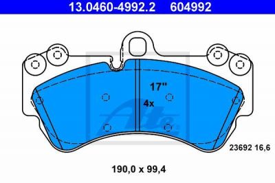 ATE 13.0460-4992.2 Колодки передние PORSCHE Cayenne/VW Touareg ->10 /Type Brembo (7L0698151H)