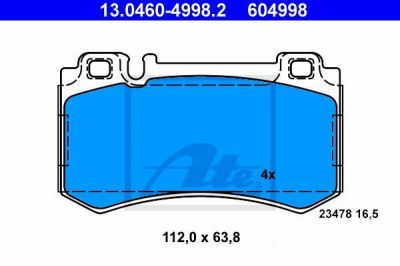 ATE 13.0460-4998.2 Колодки зад.Mercedes W221 S600 2006=> WVA23478