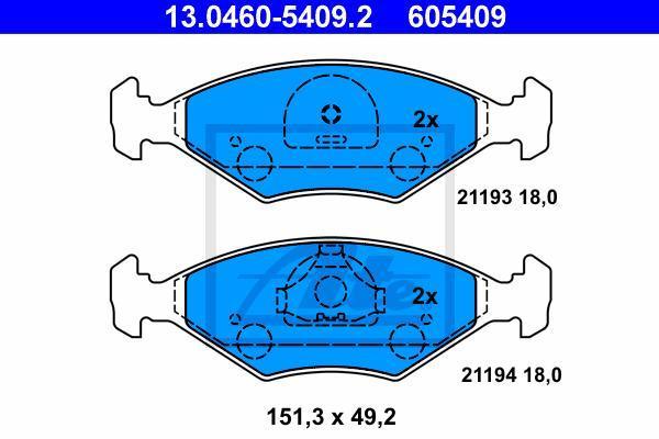 ATE 13.0460-5409.2 комплект тормозных колодок, дисковый тормоз на FIAT FIORINO фургон (146)