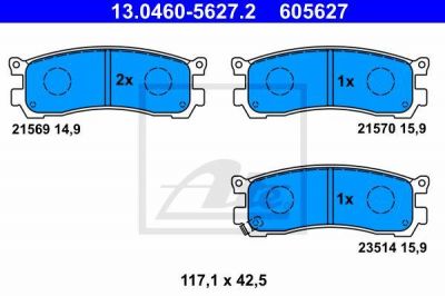 ATE 13.0460-5627.2 комплект тормозных колодок, дисковый тормоз на MAZDA MPV I (LV)