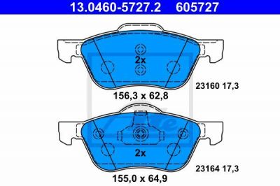 ATE 13.0460-5727.2 комплект тормозных колодок, дисковый тормоз на NISSAN PRIMERA Traveller (WP11)