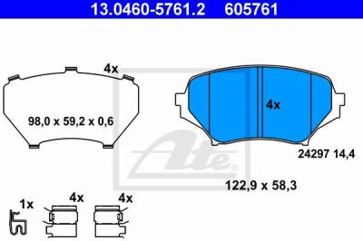 ATE 13.0460-5761.2 комплект тормозных колодок, дисковый тормоз на MAZDA MX-5 III (NC)