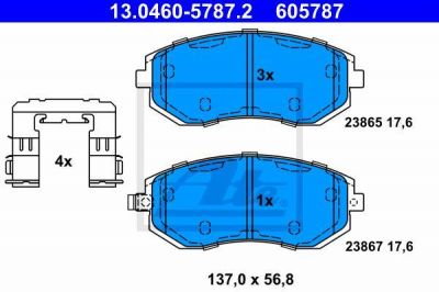 ATE 13.0460-5787.2 комплект тормозных колодок, дисковый тормоз на SUBARU LEGACY IV универсал (BL, BP, B13_)