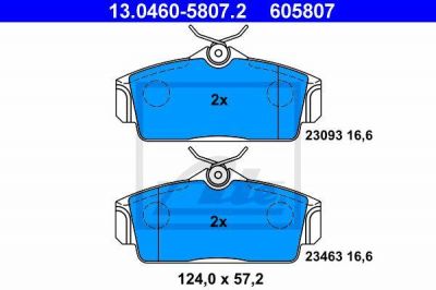 ATE 13.0460-5807.2 Колодки торм.пер. Nissan Almera II, Primera P11