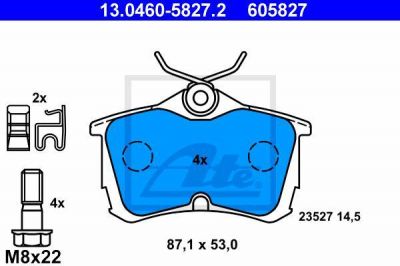 ATE 13.0460-5827.2 Колодки задние HONDA ACCORD 05- (43022-SEA-E10)