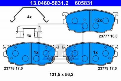 ATE 13.0460-5831.2 комплект тормозных колодок, дисковый тормоз на MAZDA 626 V Hatchback (GF)