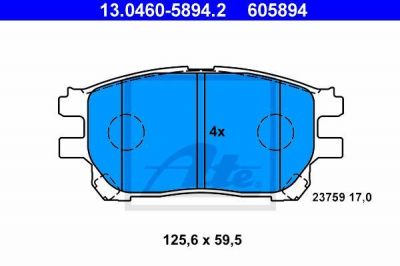 ATE 13.0460-5894.2 комплект тормозных колодок, дисковый тормоз на TOYOTA PREVIA (MCR3_, ACR3_, CLR3_)