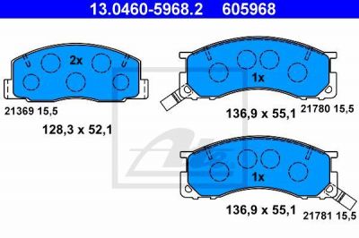 ATE 13.0460-5968.2 комплект тормозных колодок, дисковый тормоз на TOYOTA PREVIA (TCR2_, TCR1_)
