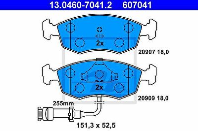 ATE 13.0460-7041.2 комплект тормозных колодок, дисковый тормоз на FORD SCORPIO I (GAE, GGE)