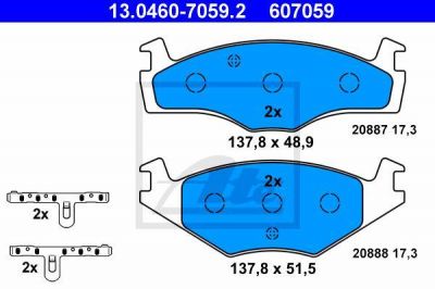 ATE 13.0460-7059.2 комплект тормозных колодок, дисковый тормоз на VW POLO CLASSIC (6KV2)