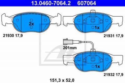 ATE 13.0460-7064.2 комплект тормозных колодок, дисковый тормоз на FIAT BRAVA (182)