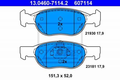 ATE 13.0460-7114.2 комплект тормозных колодок, дисковый тормоз на FIAT PUNTO (188)