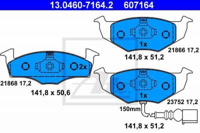 ATE 13.0460-7164.2 Колодки VW POLO/SKODA FABIA 99=> WVA23757 с датчиком износа