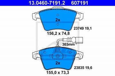 ATE 13.0460-7191.2 Колодки передние VW Touareg all 02-10 /Type (7L6698151B)