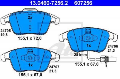 ATE 13.0460-7256.2 Колодки торм.пер. Audi A4, A5 07>