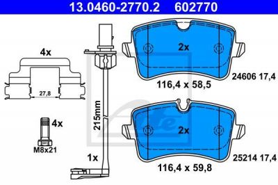 ATE 13046027702 КОЛОДКИ ЗАД AUDI A4/A5/A6/A7/A8 09-/PRS MACAN 13-