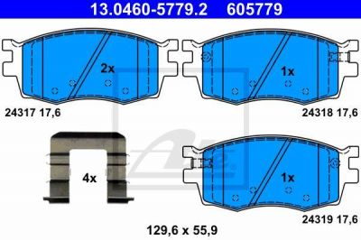 ATE 13046057792 КОЛОДКИ ТОРМ. ДИСК. HYUNDAI I20 08->/ACCENT 05->/KIA RIO 05->