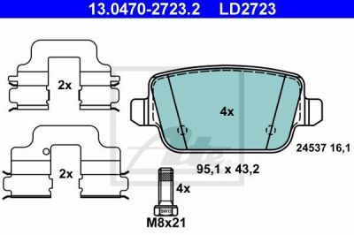 ATE 13.0470-2723.2 комплект тормозных колодок, дисковый тормоз на FORD MONDEO IV седан (BA7)