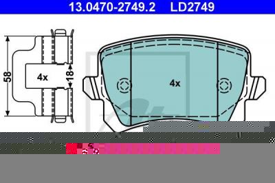 ATE 13.0470-2749.2 комплект тормозных колодок, дисковый тормоз на VW PASSAT Variant (3C5)