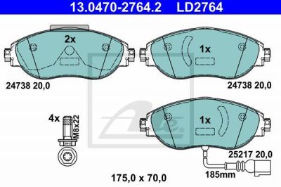 ATE 13.0470-2764.2 комплект тормозных колодок, дисковый тормоз на SEAT ALHAMBRA (710, 711)